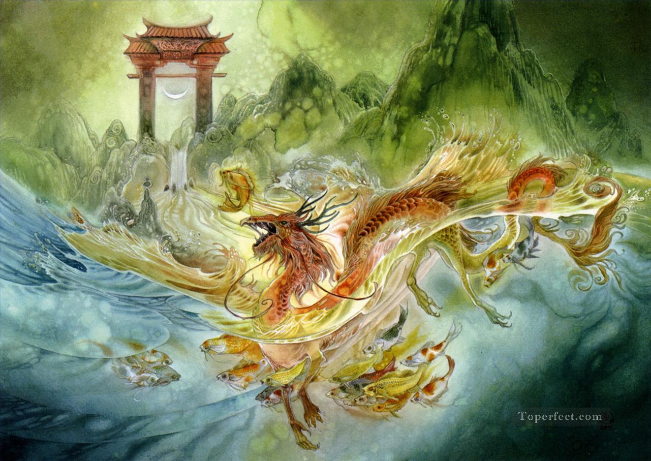 climbing the dragon gate Fantasy Oil Paintings